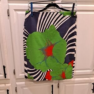 J. Crew Factory Navy and Green Floral Pencil Skirt